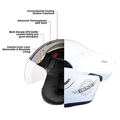 BEON Full Face Motorcycle Helmet DOT Approved, 180° Reversible Chin Guard Modular Pilot Helmet with Anti-Fog Dual Visors for Adult Men Women (S-XXL)