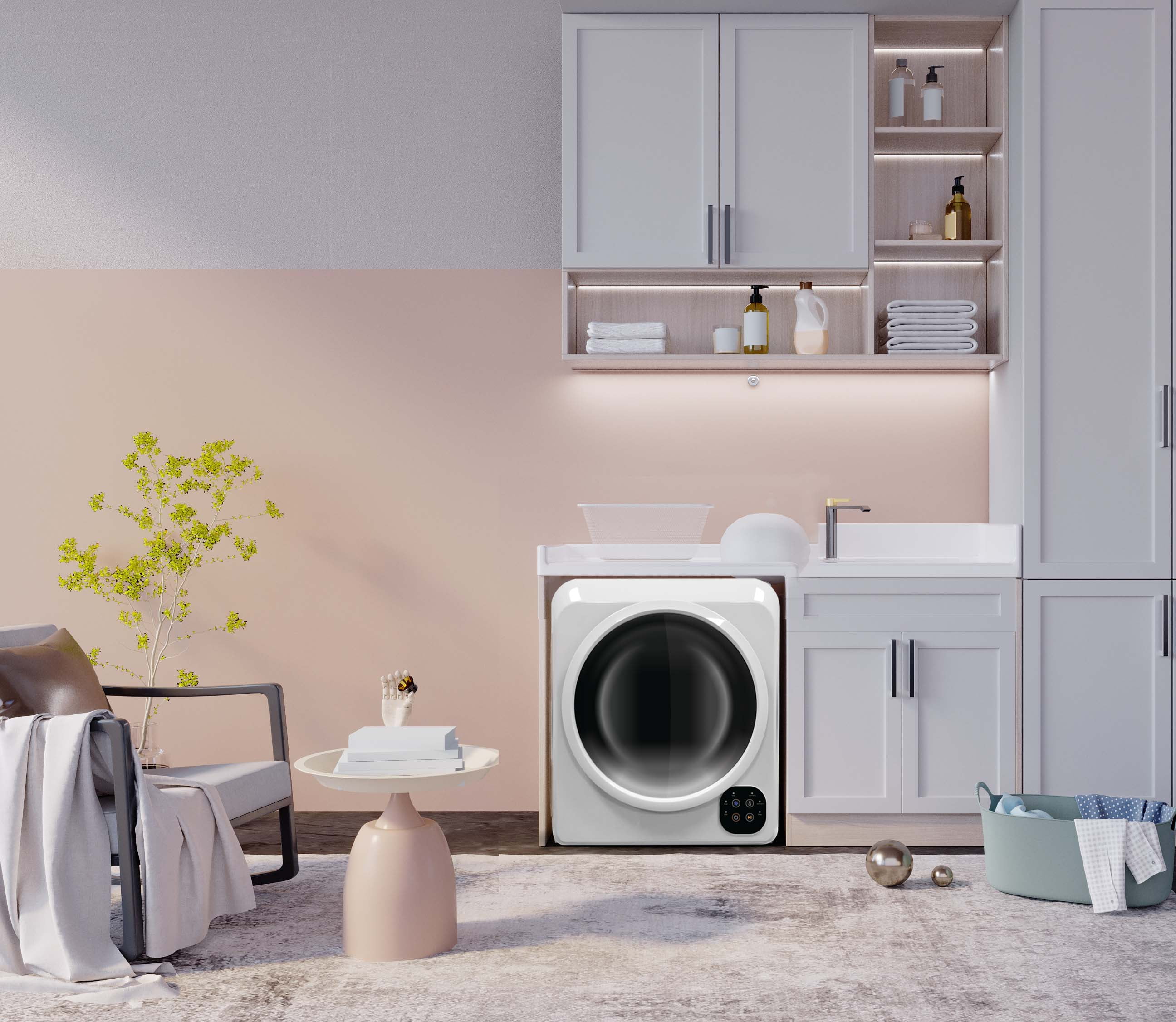 RCA 3.75 Cu ft.(13lbs.) Ventless Electric Apartment Size Dryer, RDR323, White