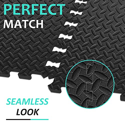 BEAUTYOVO Puzzle Exercise Mat with 12/24/48 Tiles Interlocking Foam Gym Mats, 24'' x 24'' EVA Foam Floor Tiles