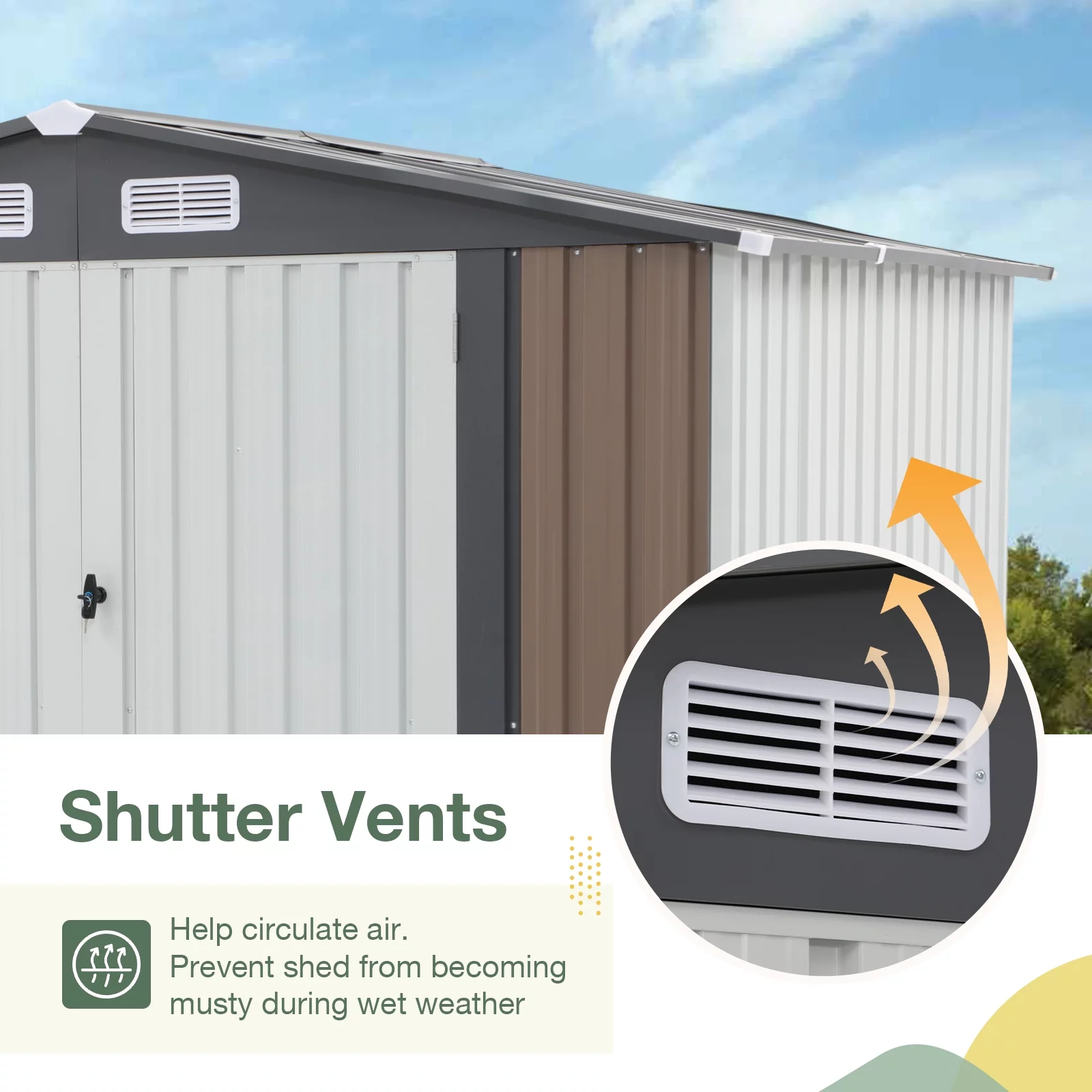OC Orange-Casual 10' x 8' FT Outdoor Storage Shed, Metal Garden Tool Shed with Lockable Door, Outside Sheds & Storage Galvanized Steel