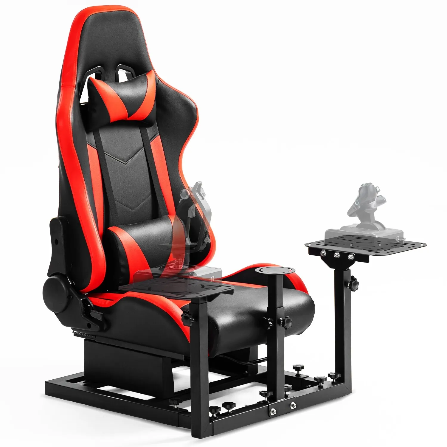 Minneer Flight Simulator Cockpit with Red Seat Fit for Logitech X52/X52pro/X56,Thrustermaster Hotas Warthog Compatible with Xbox One PS4 PC Platforms