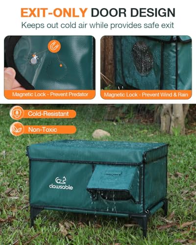 Indestructible Heated Cat House for Outside Winter, 100% Waterproof, Safe Escape Door