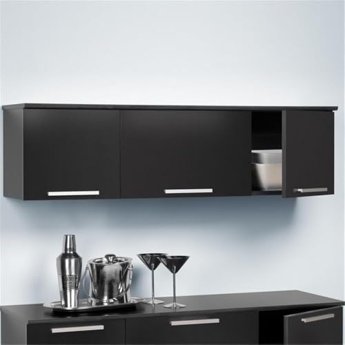Prepac Coal Harbor Floating Cabinet, Wall Mounted Hutch with 3 Doors, Self Closing Hinges for Office, Living Room