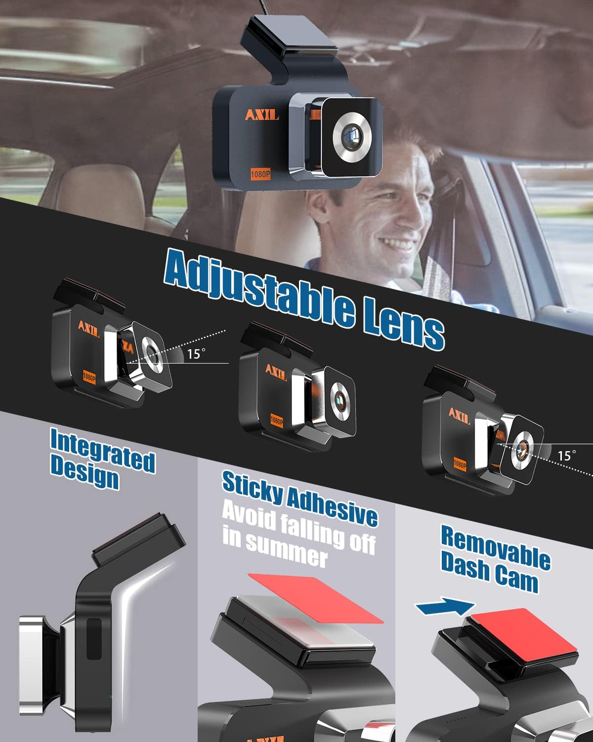 Dash Cam, Dash Camera for Cars Dashcam Car Camera Dashboard, 1080P Full HD, Built-in WiFi, 3 Inch IPS Screen, 150° Wide Angle, Night Vision, WDR