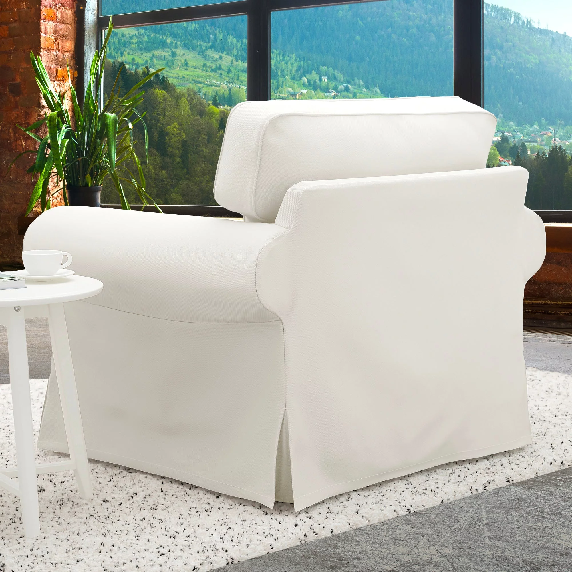 Solid White Armchair Slip Cover. Compatible with IKEA EKTORP