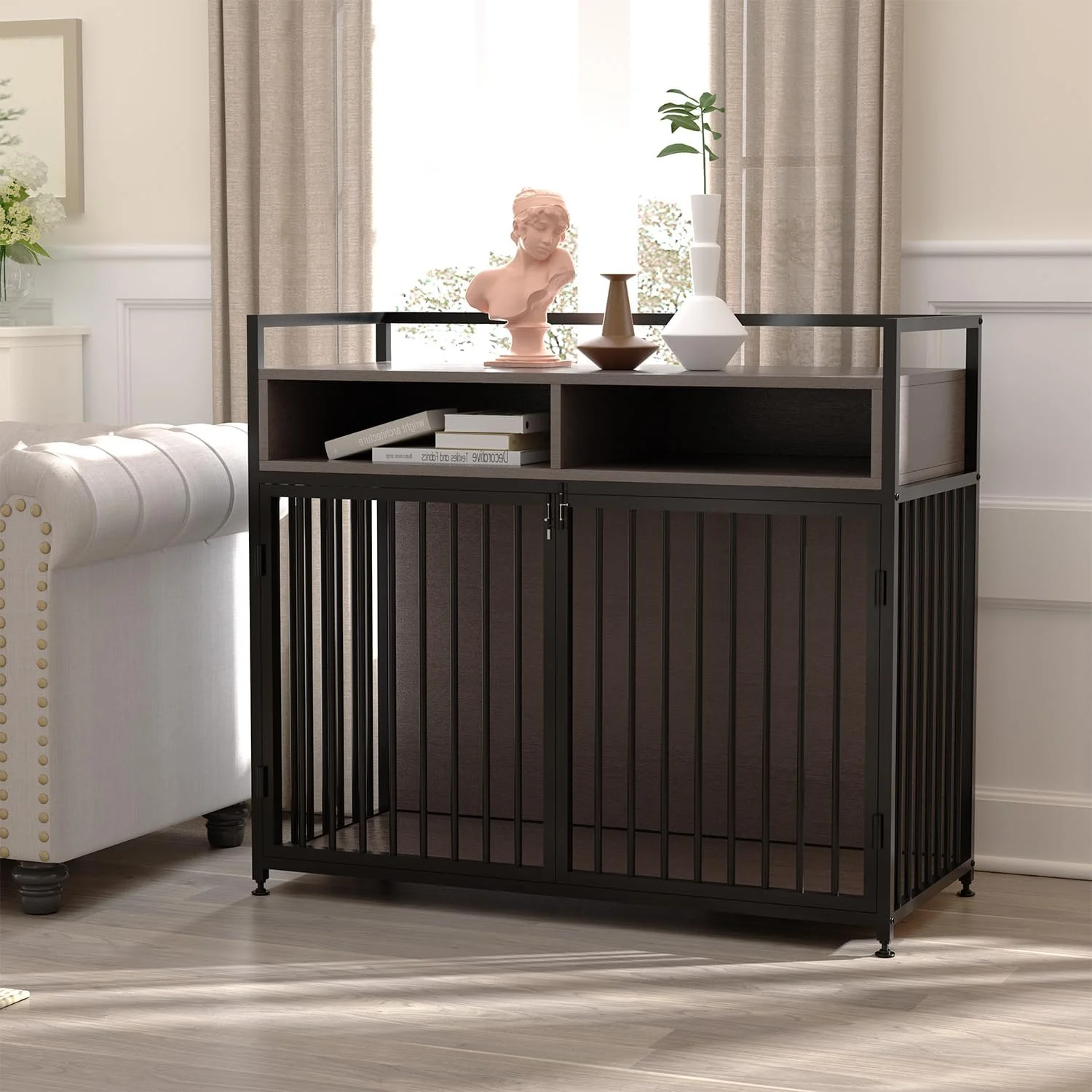 Aixvx Dog Crate Furniture for Large Dogs 41" Dog Kennel Indoor Heavy Duty Dog Kennel Furniture with Detachable Door and Anti-Chew Decorative End