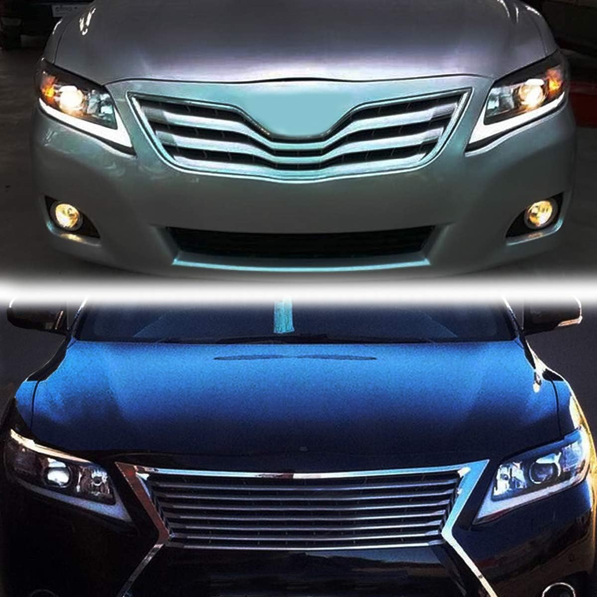 YUANZHENG LED Projector Headlights Compatible for [Toyota Camry 2010 2011] with Sequential Turn Signal DRL LED Light Bars