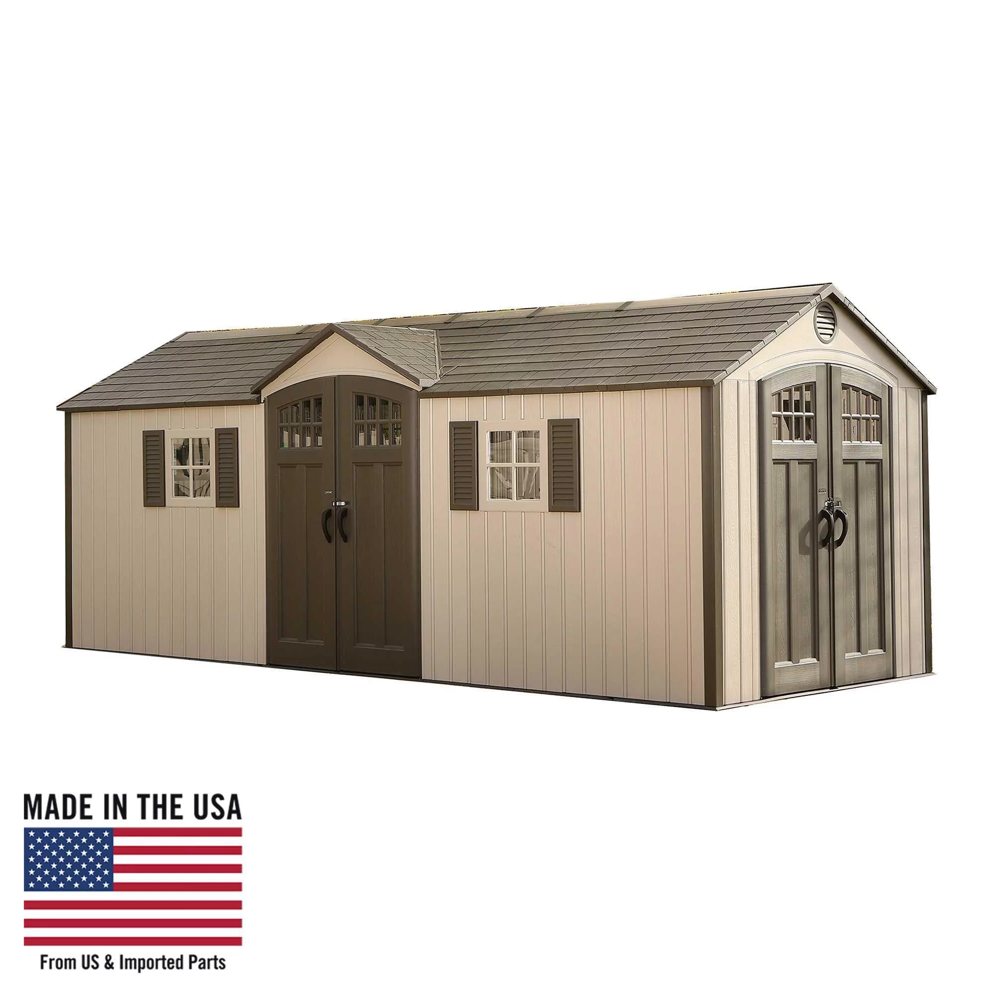 Lifetime 20 ft. x 8 ft. Outdoor Storage Shed, Desert Sand (60127) - Radiant Selections