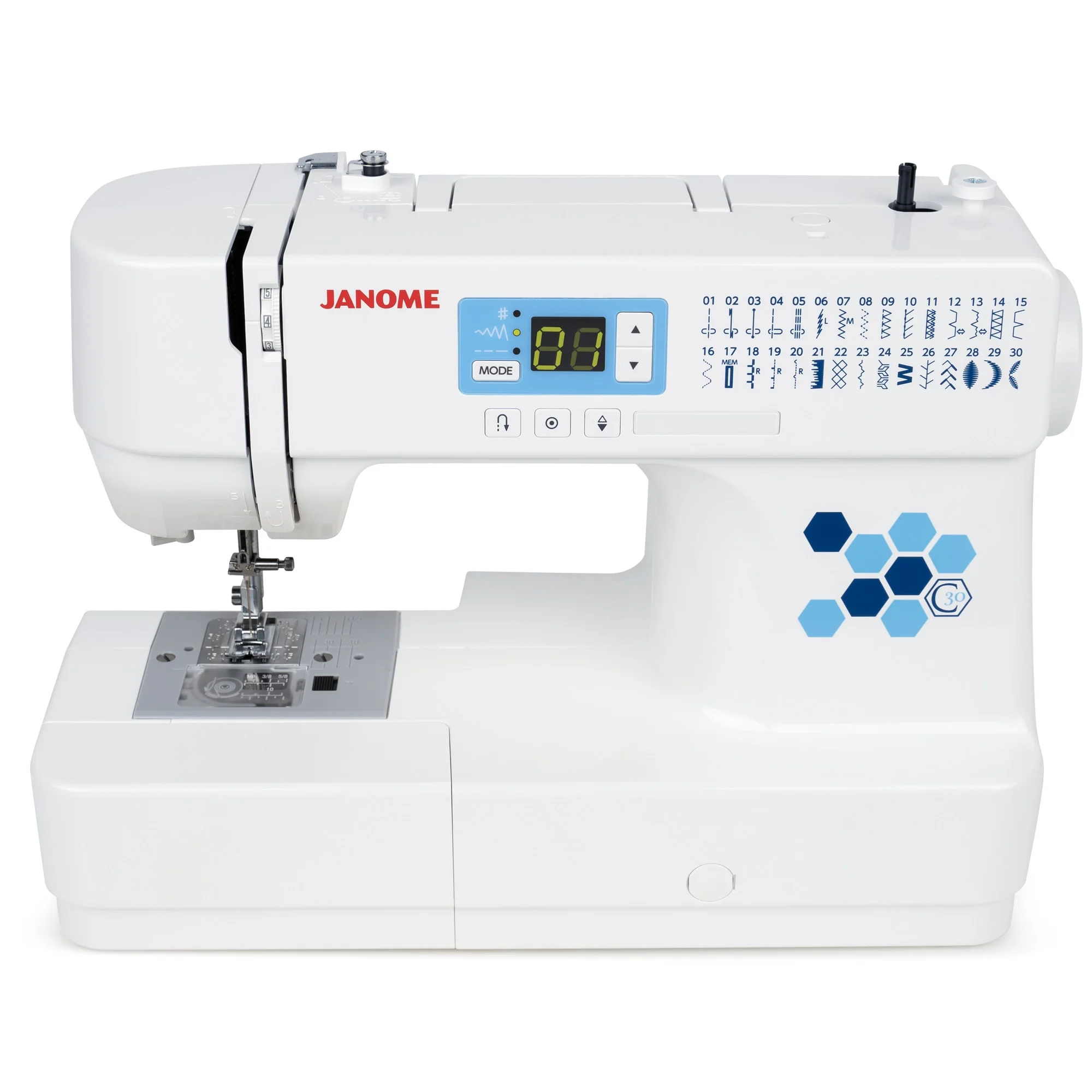 Janome C30 Computerized Sewing Machine with 30 Stitches, Including Buttonhole, and Easy to Read Screen
