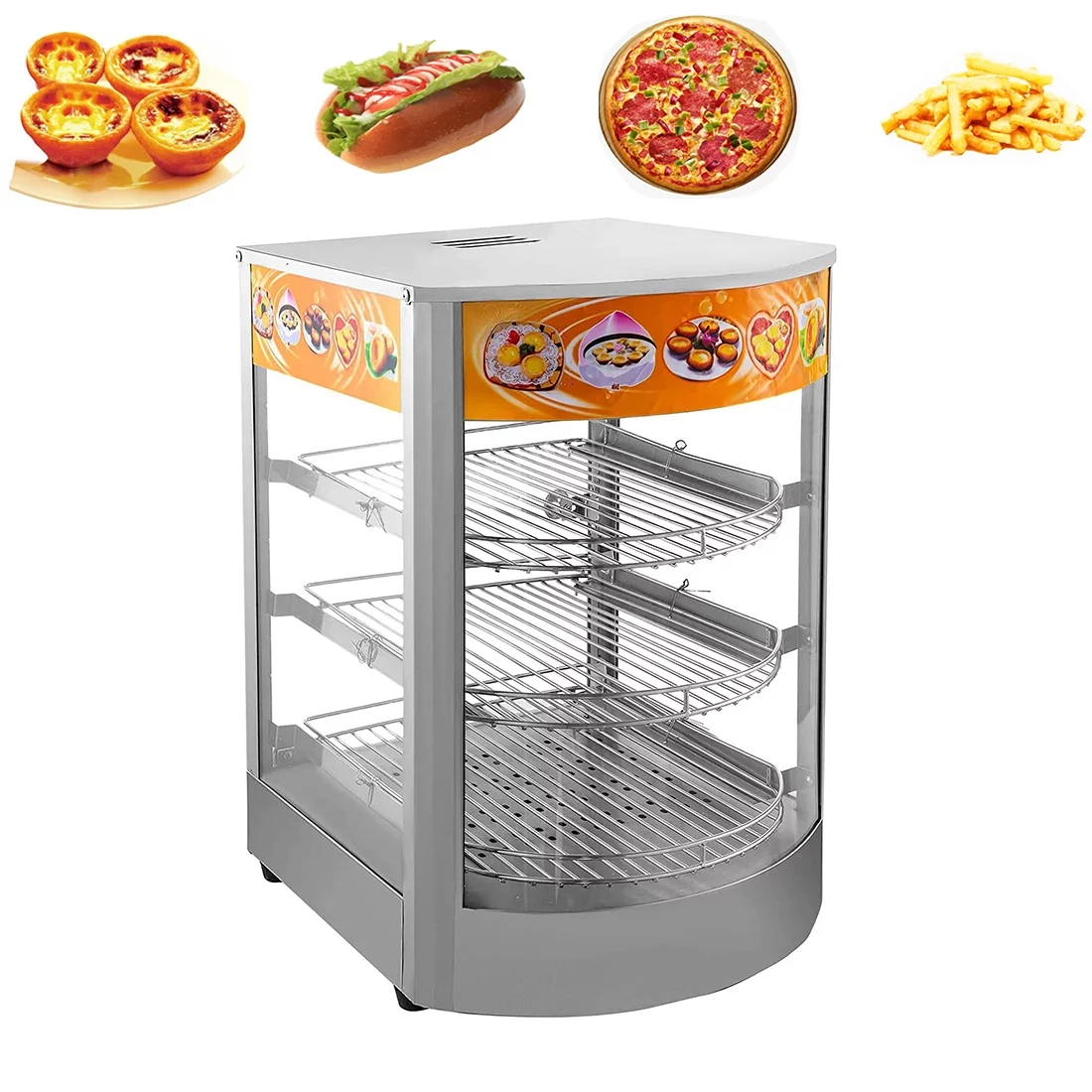 INTBUYING 3 Layers Electric Food Warmer Display Case Egg Tart Pizza Warmer 850W