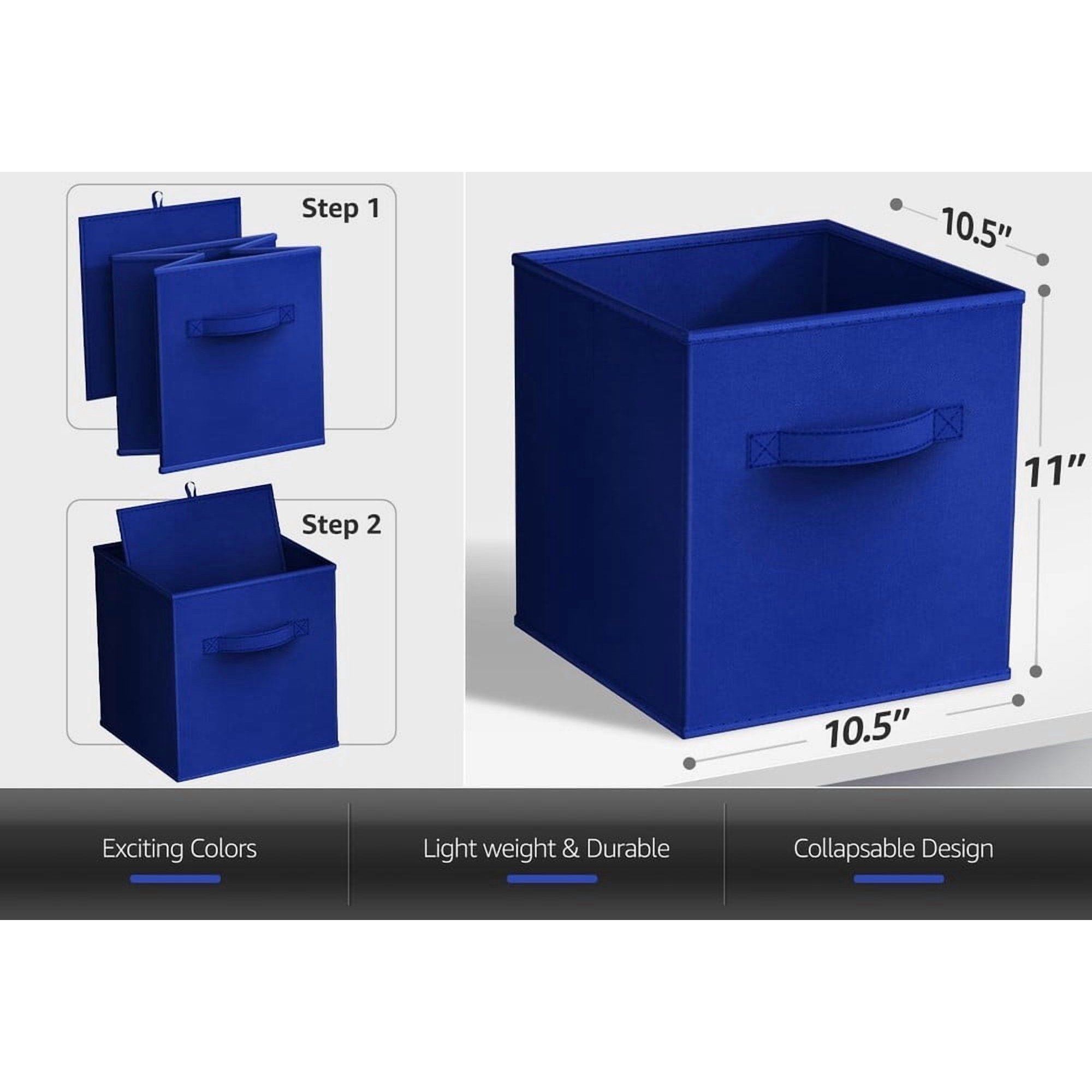 11Foldable Storage Cube Basket, 1-Pack Lightweight Bin Organizer 7 Colors for Bedroom, Living Room, Office, Kitchen