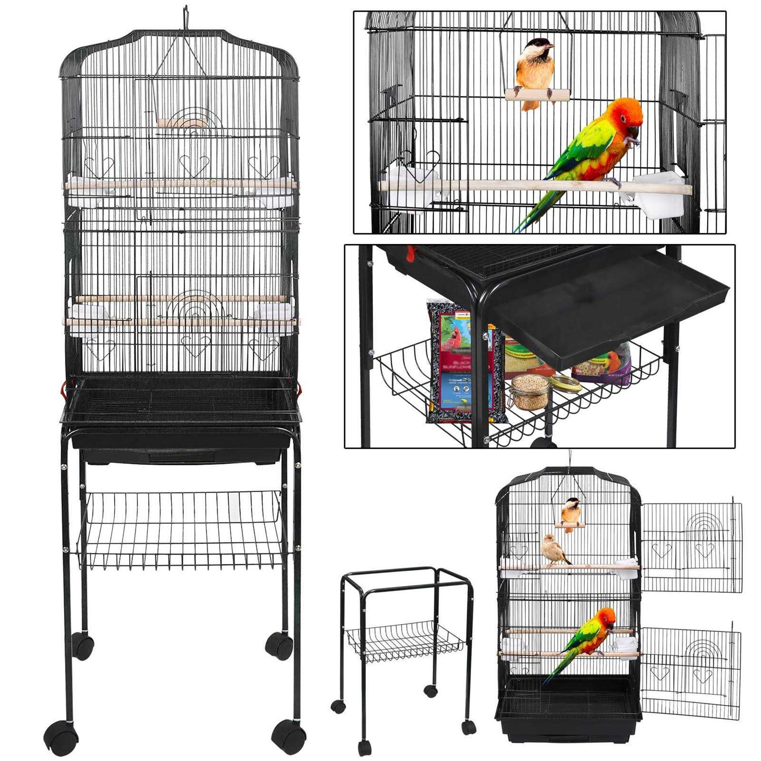 Zeny 59'' Bird Cage Large Wrought Iron Cage for Cockatiel Sun Conure Parakeet with Rolling Stand - Pet Supplies online store