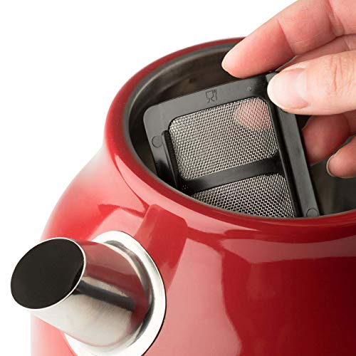 Haden Dorset 1.7 Liter Stainless Steel Countertop Electric Tea Kettle with 4 Slice Wide Slot Stainless Steel Bread Bagel Toaster, Red