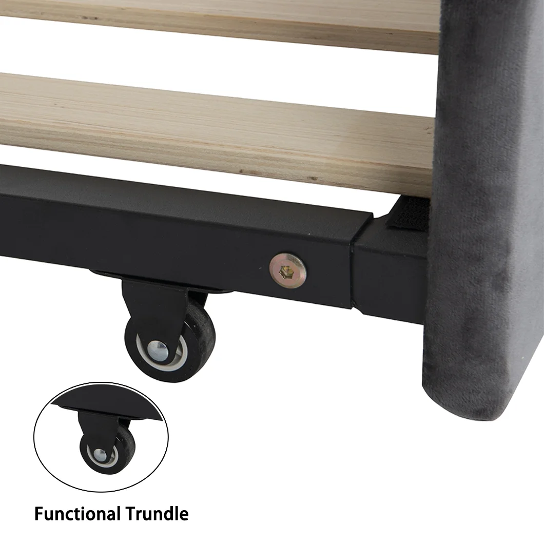 WII UWILL Twin Size Velvet Upholstered Daybed with Trundle,USB-C and Type-C