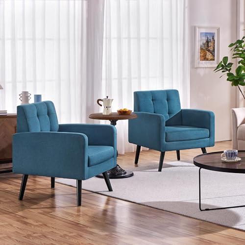 Yaheetech Mid-Century Accent Chairs, PU Leather Modern Upholstered Living Room Chair