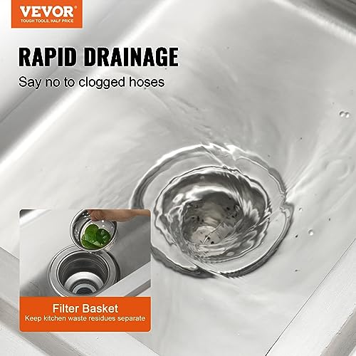 VEVOR Stainless Steel Utility Sink, 1 Compartment Free Standing Small Sink w/Workbench Faucet & legs