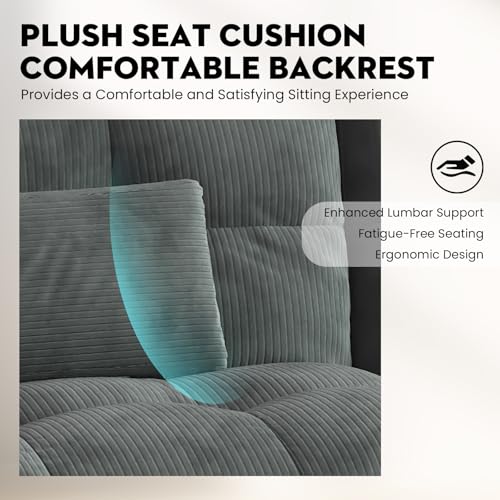 COMHOMA Convertible Futon Sofa Bed, 68″Fabric Futon Couch with Adjustable Backrest, Folding Futon Sleeper Recliner for Living Room Furniture (Black)