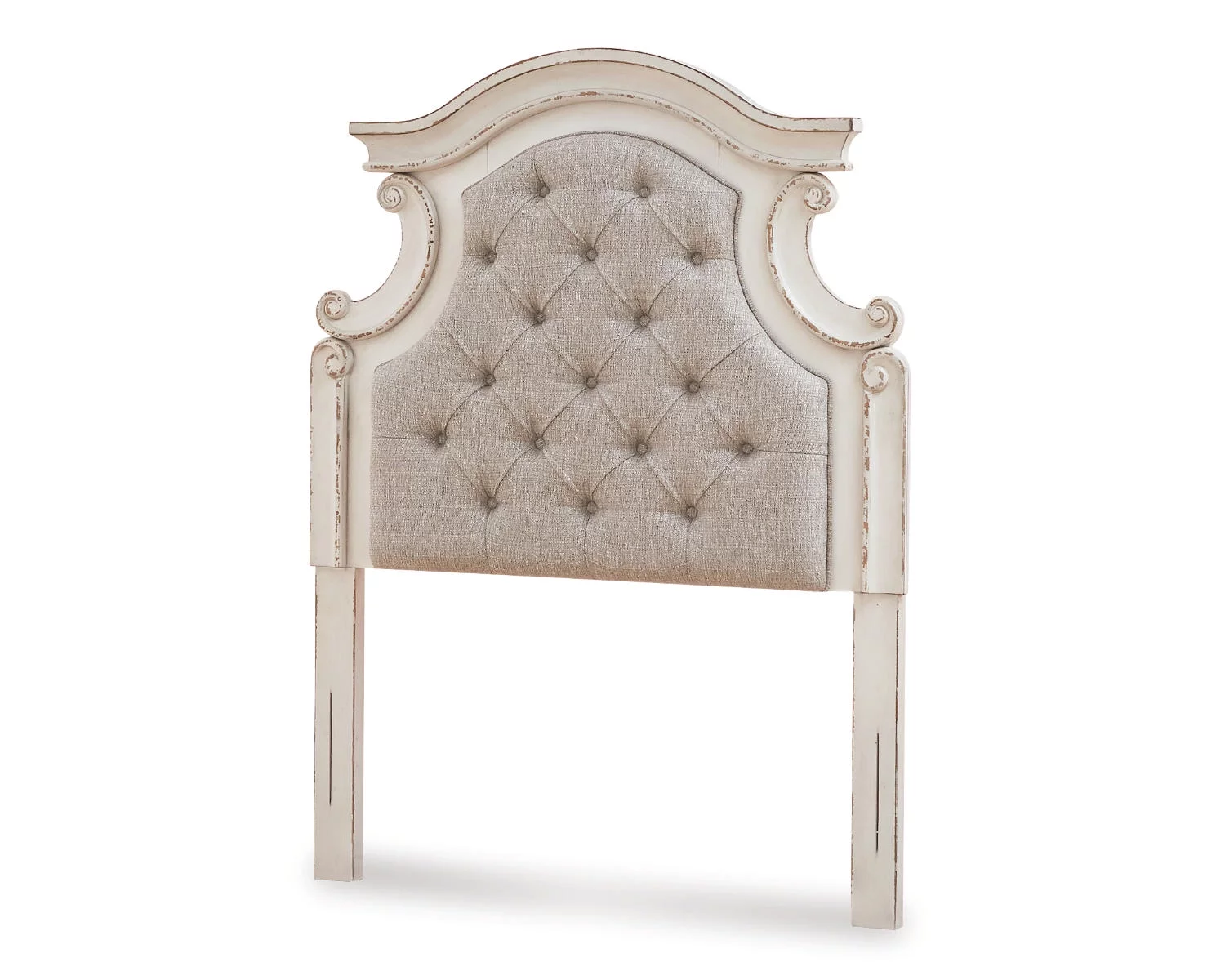 Signature Design by Ashley Casual Realyn Twin Upholstered Panel Headboard  Chipped White