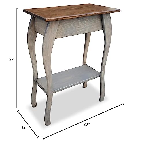 Peaceful Classics Wooden End Table- Amish Handmade Slim Side Table for Living Room, Bedroom, Entry Way, & Hallway