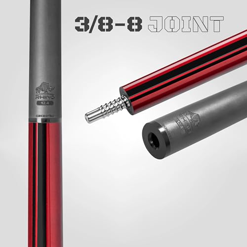 RHINO Nebula 2 Pool Cue - 100% Carbon Fiber Shaft & Composite Butt. Time Crystal Tip, Pro Taper Design, 12.4 mm,12.8 mm. 3/8-8 Joint