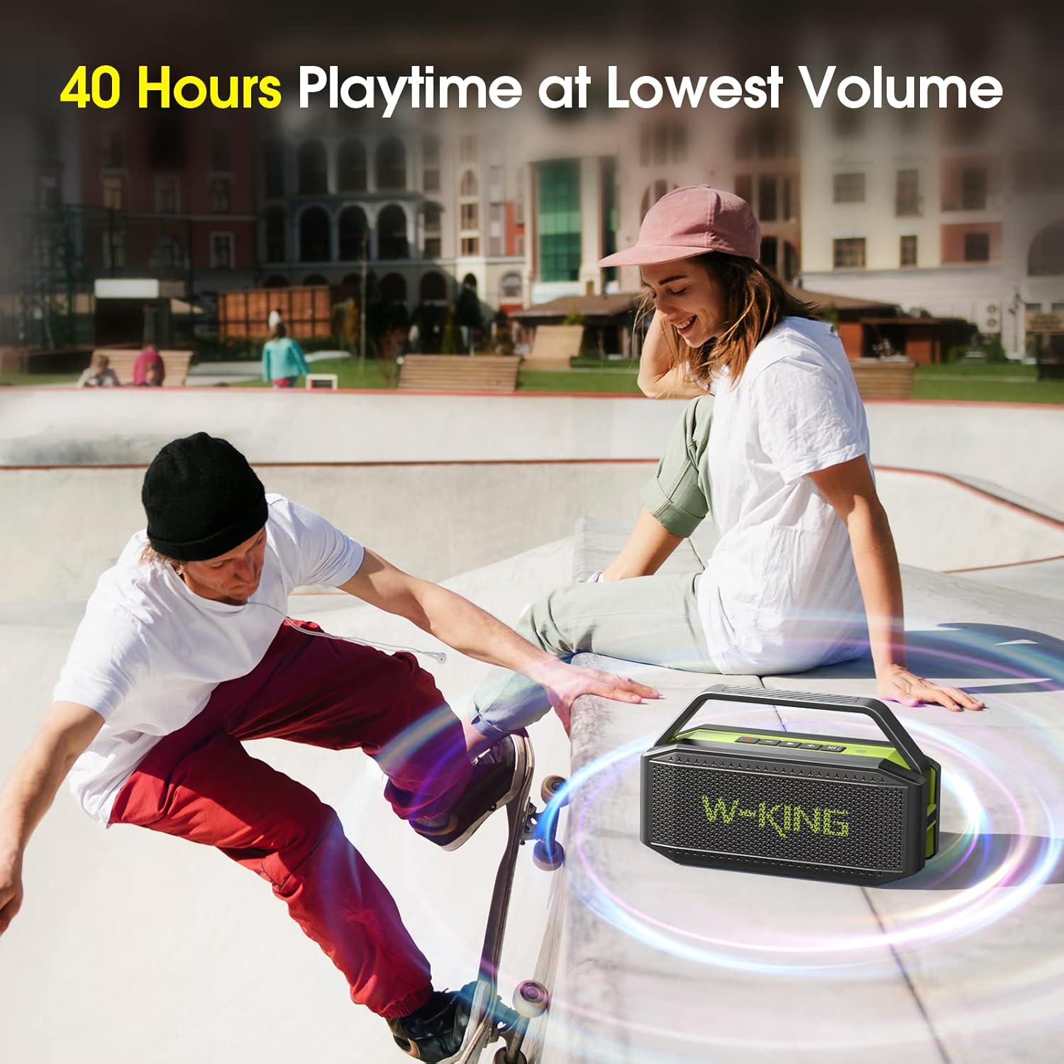 Bluetooth Speaker, W-KING 60W Loud Portable Bluetooth Speaker IPX6 Waterproof, 40H Playtime, Outdoor Powerful Stereo Speaker with 12000mAH Power Bank