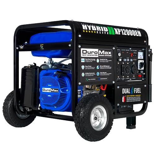 DuroMax XP12000EH 12,000-Watt Dual Fuel Portable Generator – Gas & Propane, Electric Start, Whole Home Backup Power, Transfer Switch Ready