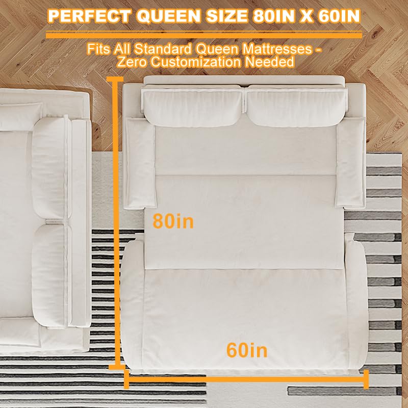 70.1" Futon Sofa Bed Queen Size, Pull Out Bed, 3-in-1 Convertible Sleeper Sofa with 2 Soft Pillows, Modern Velvet Futon Couch for Living Room