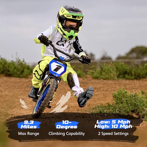 OLALA Electric Dirt Bike for Kids Aged 3-6, 170W Racing Grade Electric Motorcycle, New Aluminum Frame with 2 Power Modes, 24V Detachable Battery