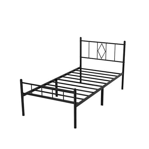 Full Size Bed Frame, 14 Inch Metal Platform Bed with Iron-Art Headboard & Footboard, Classic Bed Frame with Heavy Duty Metal Slats Support
