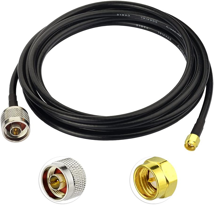 Wlaniot Low Loss N Male to SMA Male with Weatherproof Connectors RG58 Cable（25feet,7.5M） for Celling Antenna Pack of 2