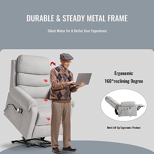 Power Lift Recliner Chair Recliners for Elderly with Heat and Massage Recliner Chair for Living Room with Infinite Position and Side Pocket