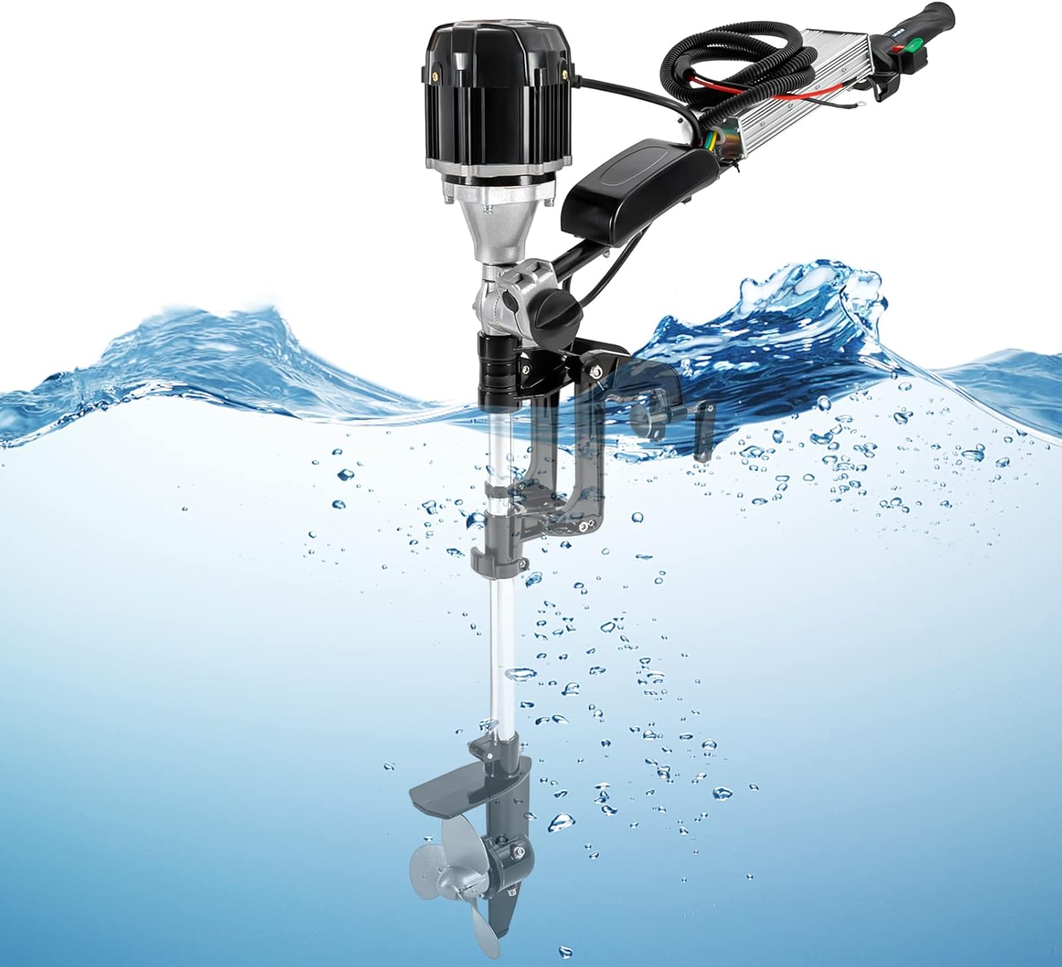 1000W 5HP Electric Outboard Motor Fishing Boat Engine Brushless Trolling Start Marine Trolley Driver Propeller Steering Handle for 6.56-13.12ft Small