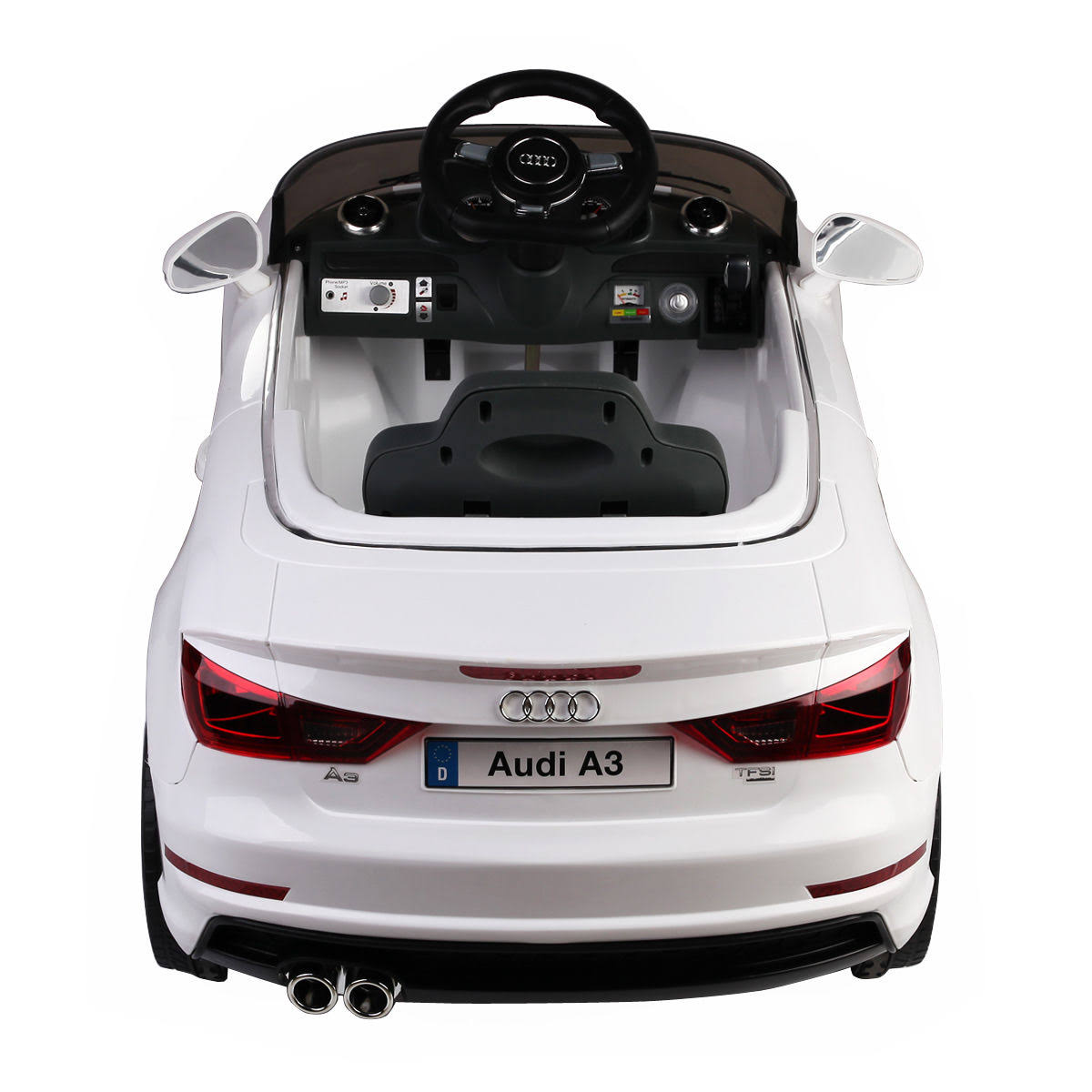 12 V Audi A3 Kids Ride on Car with RC + LED Light + Music-White