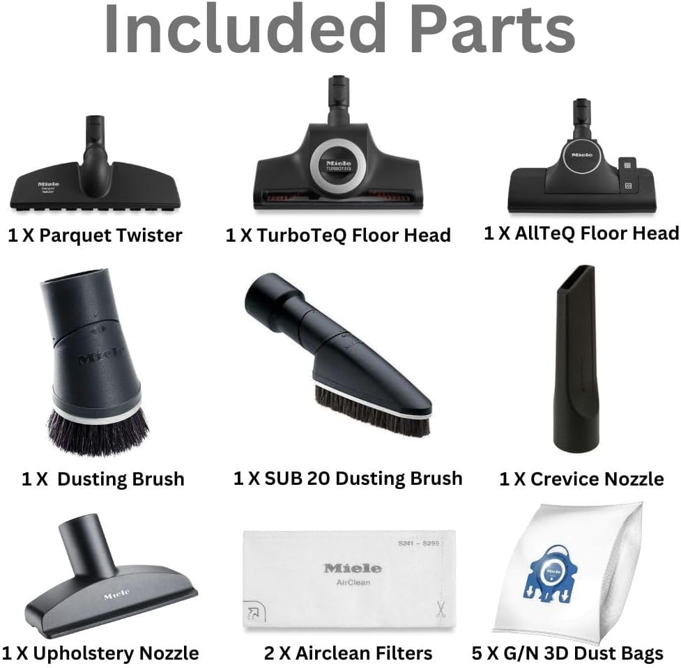 Miele Complete C3 Multi Surface Care Powerline Canister Vacuum + Floor Heads + Dust Bags + HEPA Filter