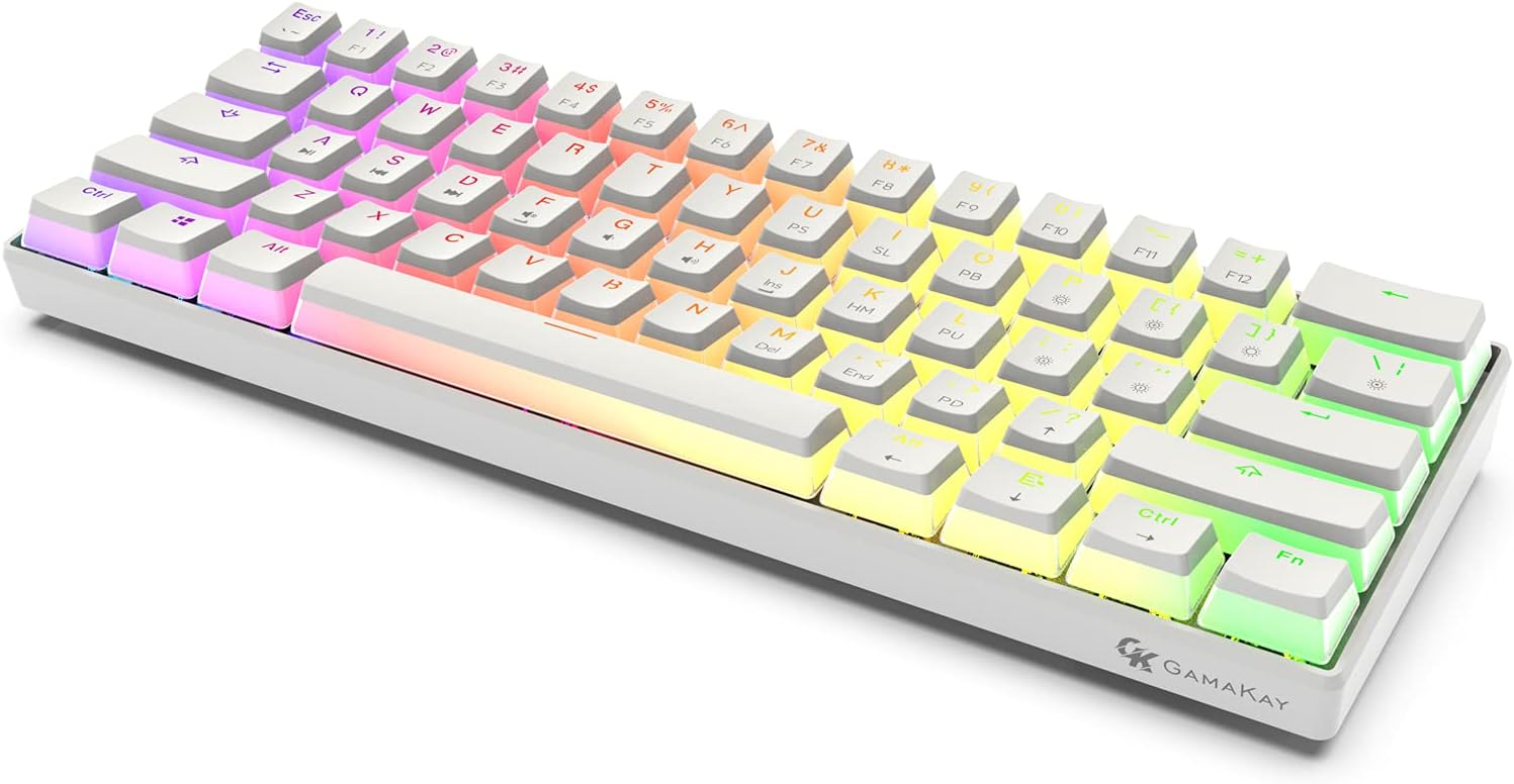 GK GAMAKAY 60% Wired Mechanical Keyboard, Keys Compact Keyboard Gateron Optical Switch PBT Pudding Keycaps