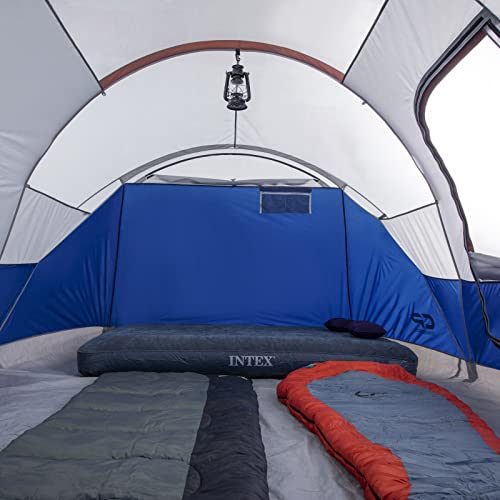 CAMPROS CP Tent 9 Person Camping Tents, 2 Room Water Resistant Family Tent with Top Rainfly, 4 Large Mesh Windows, Double Layer, Easy Set Up
