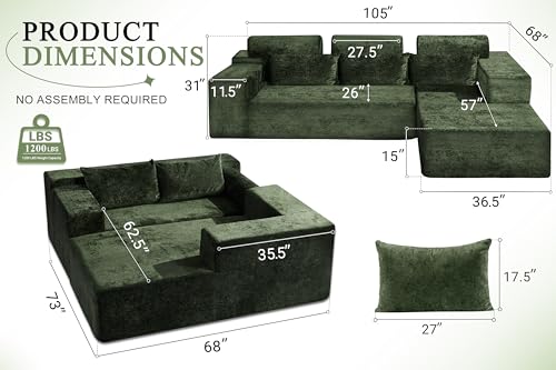 HABUTWAY 105" L-Shape Modular Sectional Sofa Couch for Living Room,No Assembly Required,Modular Comfy Sofa with Deep Seat for Living Room Bedroom