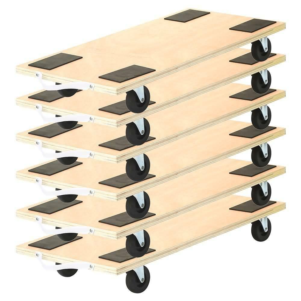 Factorduty 6 Pack of 23 x 12 Rectangle Wood Platform Wooden Dolly Dollies Furniture Dolly Mover Carrier Dolly Cart 450-lb Load Rating 2.5inch Wheel