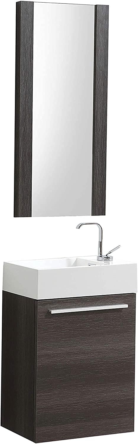 18 Inch Cart Oak Small Bathroom Vanity with Sink, Narrow Bathroom Vanity