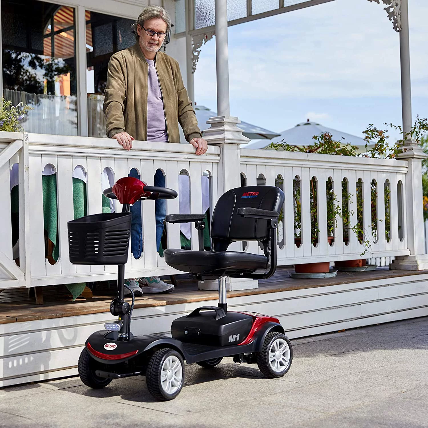 Metro Mobility Elderly Scooter Folding Scooter 4 Wheel Scooter Red