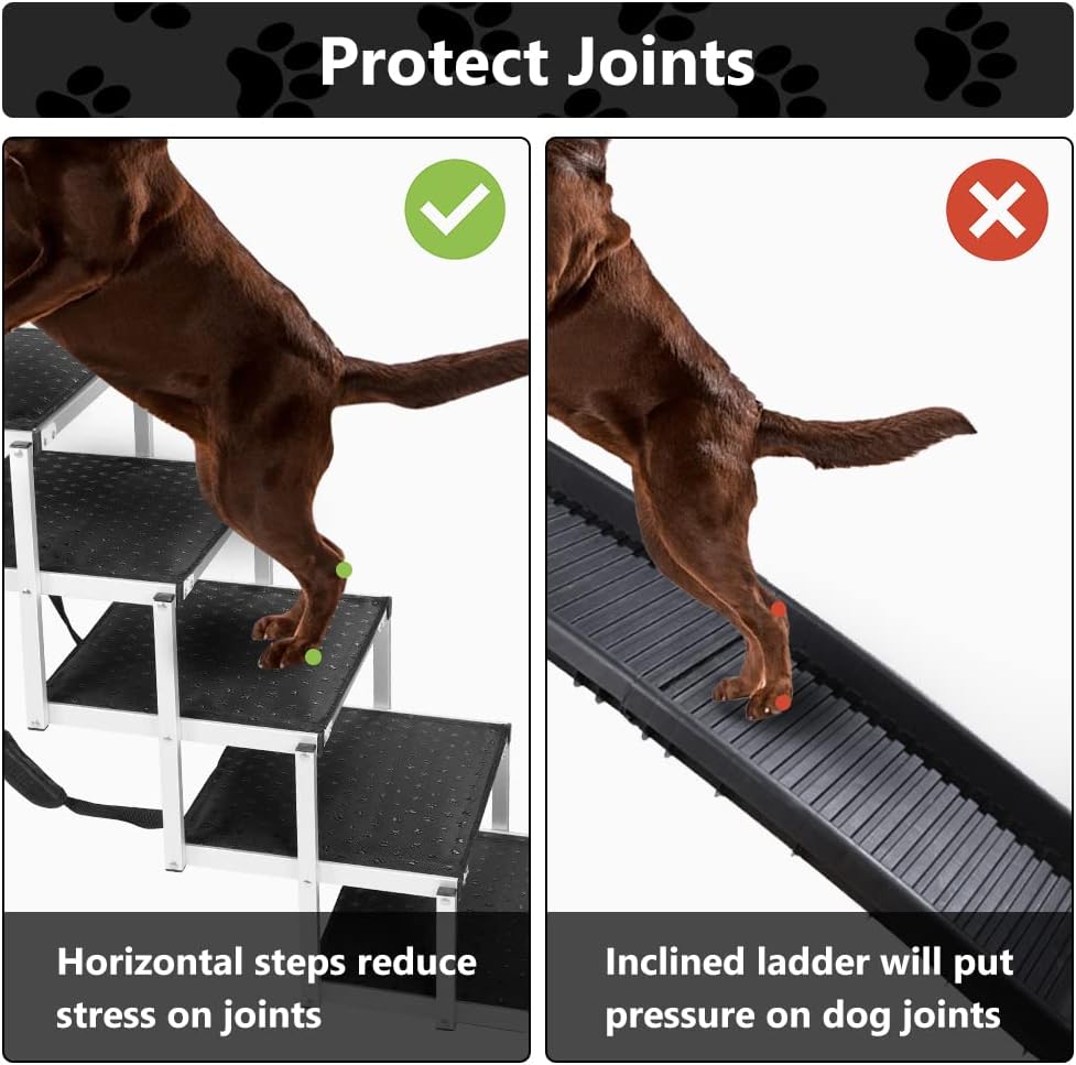 KELIXU Dog Stairs for Cars and SUV Large Dog Steps, Foldable Pet Stairs for High Beds, Trucks
