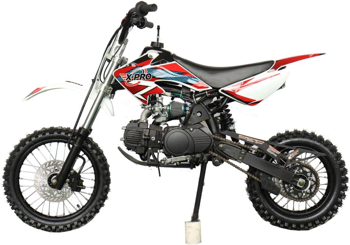 X-Pro Bolt 125cc Zongshen Engine Dirt Bike Pit Bike Youth Dirt Pit Bike with 4-Speed Semi-Automatic Transmission, Big 14"/12" Tires!