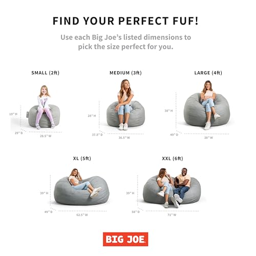 Big Joe Fuf Small Foam Filled Bean Bag Chair, Desert Rose Plush, Soft Polyester, 2 feet