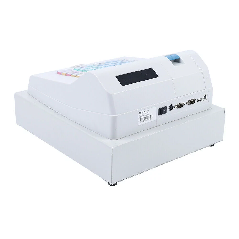 Miumaeov Electronic Cash Register Pos System Supermarket Bar Retail Shop 48 Keys w/Drawer