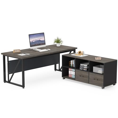Tribesigns 63 inches Executive Desk and 47" lateral File Cabinet