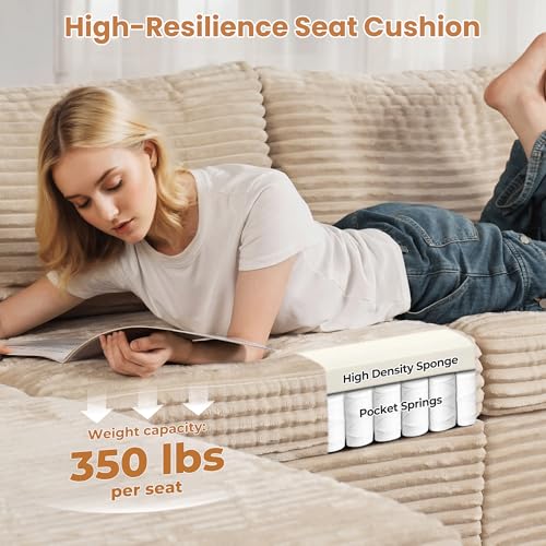 ovios 130.7" Modular Sectional Sofa Couch, U-Shaped Cloud Couches with 2 Ottomans Chaise