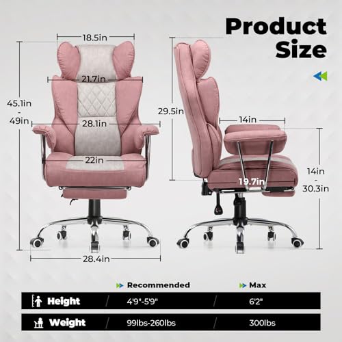 COMHOMA Big and Tall Office Chair, High Back Leather Gaming Chair with Footrest