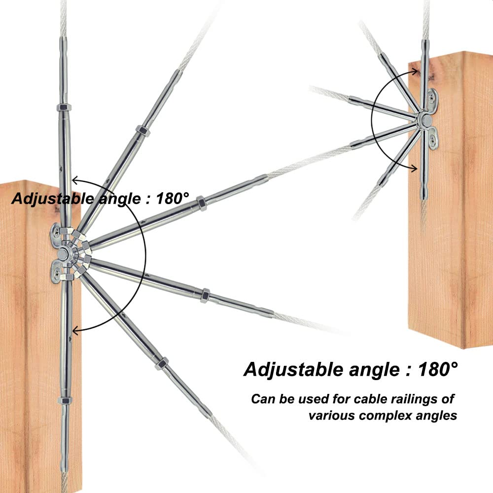Iutuuk Steel Cable Railing Hardware Kit, for 1/8 Stainless Steel Cable Deck Railing System, for Wood Posts, 30 Pairs