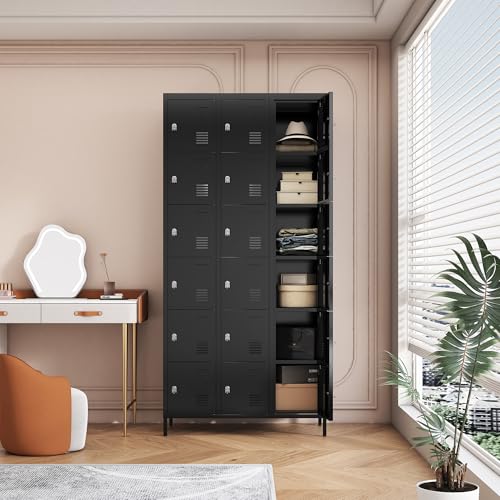 3 Doors Lockers for Employees, Steel Storage Lockers Lockable, Metal Locker Storage Cabinet for Home Office School Gym, Require Assembly (Grey)