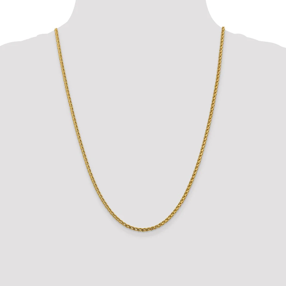 Leslie's Real 14kt Yellow Gold 2.45mm Diamond Cut Open Franco Chain; 24 inch; for Adults and Teens; for Women and Men